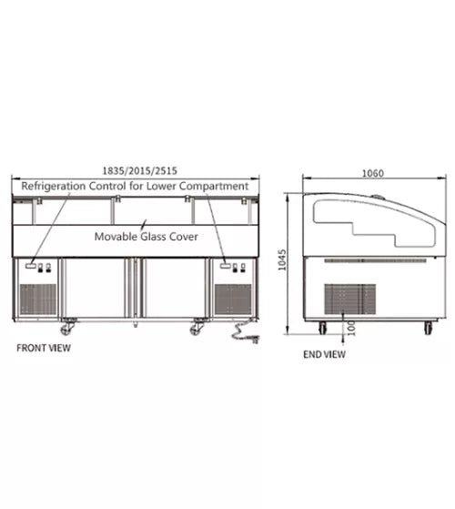 Stainless Steel Double Door Triple Temperature Display Cabinet – Snow Village BT-B2.5/D-T3