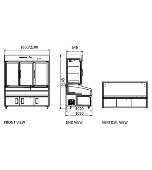 Double Door Triple Temperature Display Cabinet – Snow Village HY-1800FKT