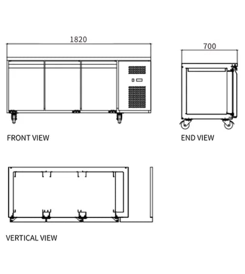 Stainless Steel Triple Door Workbench Freezer – Snow Village GNF1820T3 (310L)