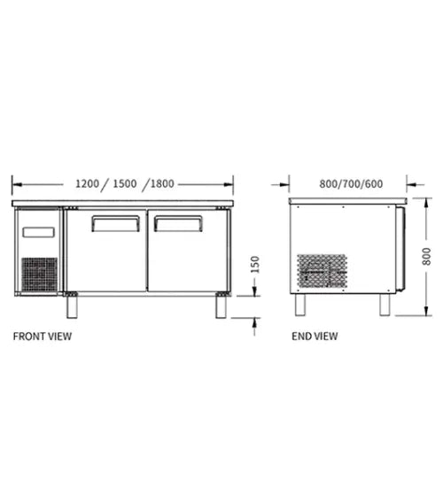 Stainless Steel Double Door Workbench Freezer – Snow Village PLD-15N2 (220–328L)