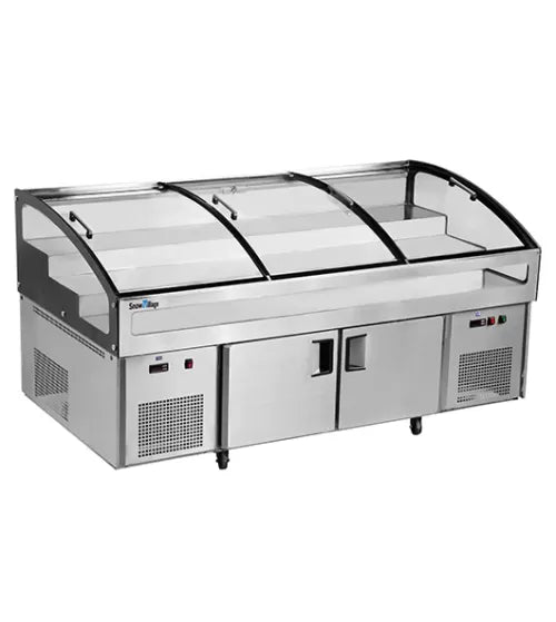 Stainless Steel Double Door Triple Temperature Display Cabinet – Snow Village BT-B2.5/D-T3 (Upper: 400L | Lower: 332L)