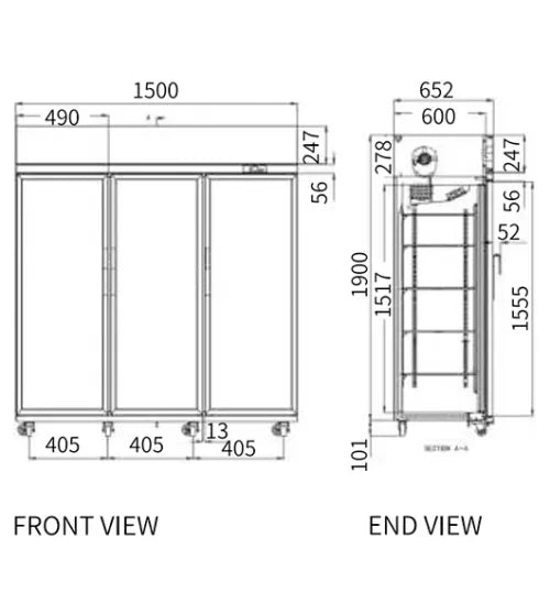 Triple Glass Door Upright Display Fridge – Snow Village LC-1500FS (1112L)