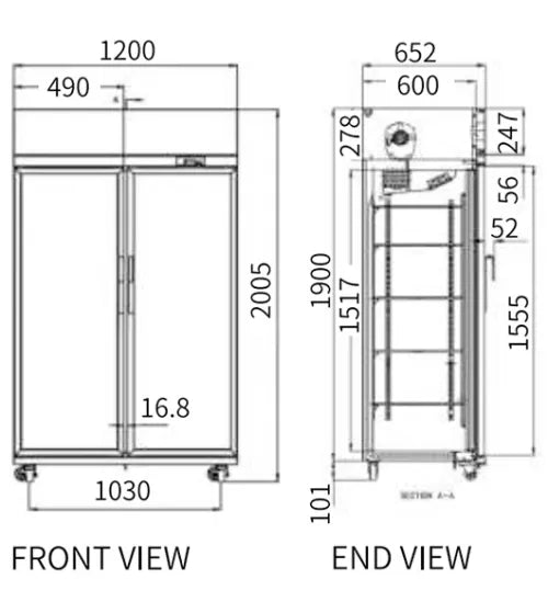 Double Glass Door Upright Display Fridge – Snow Village LC-1200FS (875L)