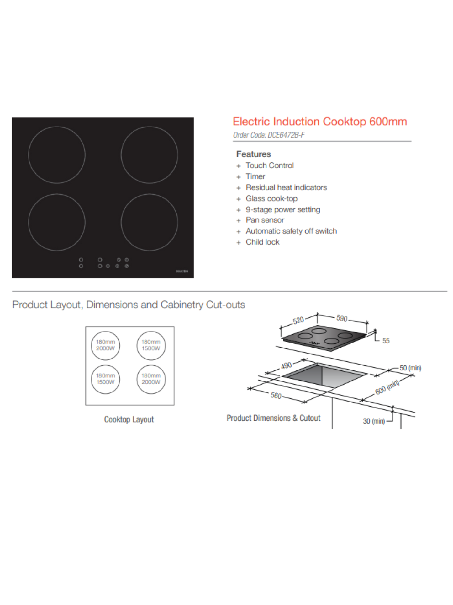 Fornelli Electric Induction Cooktop Glass