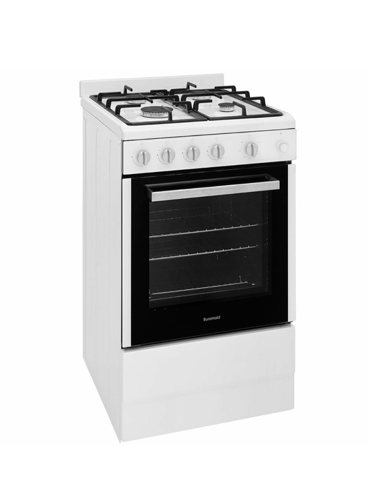 Euromaid 54cm Front Control Gas Freestanding Stove With Grill White