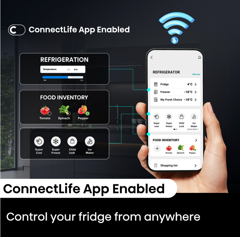 Hisense HRCD640TBW 640L PRUFLEX French Door Fridge Dual Ice & Water ConnectLife WiFi