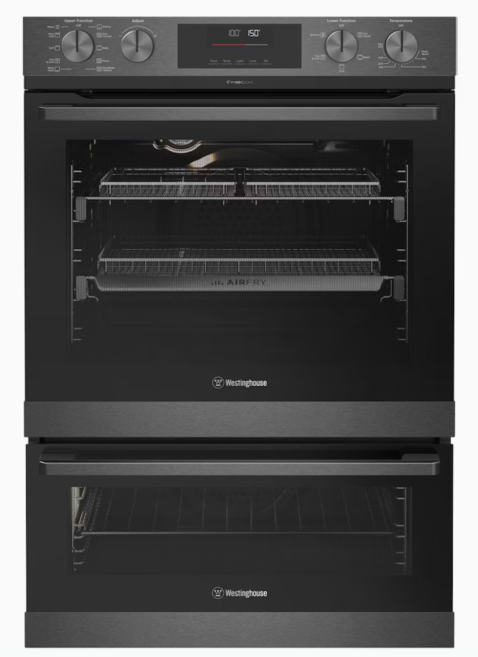 Westinghouse 600mm Multi-Function 10/5 Pyrolytic Duo Oven with Dual Air Fry - Dark Stainless Steel