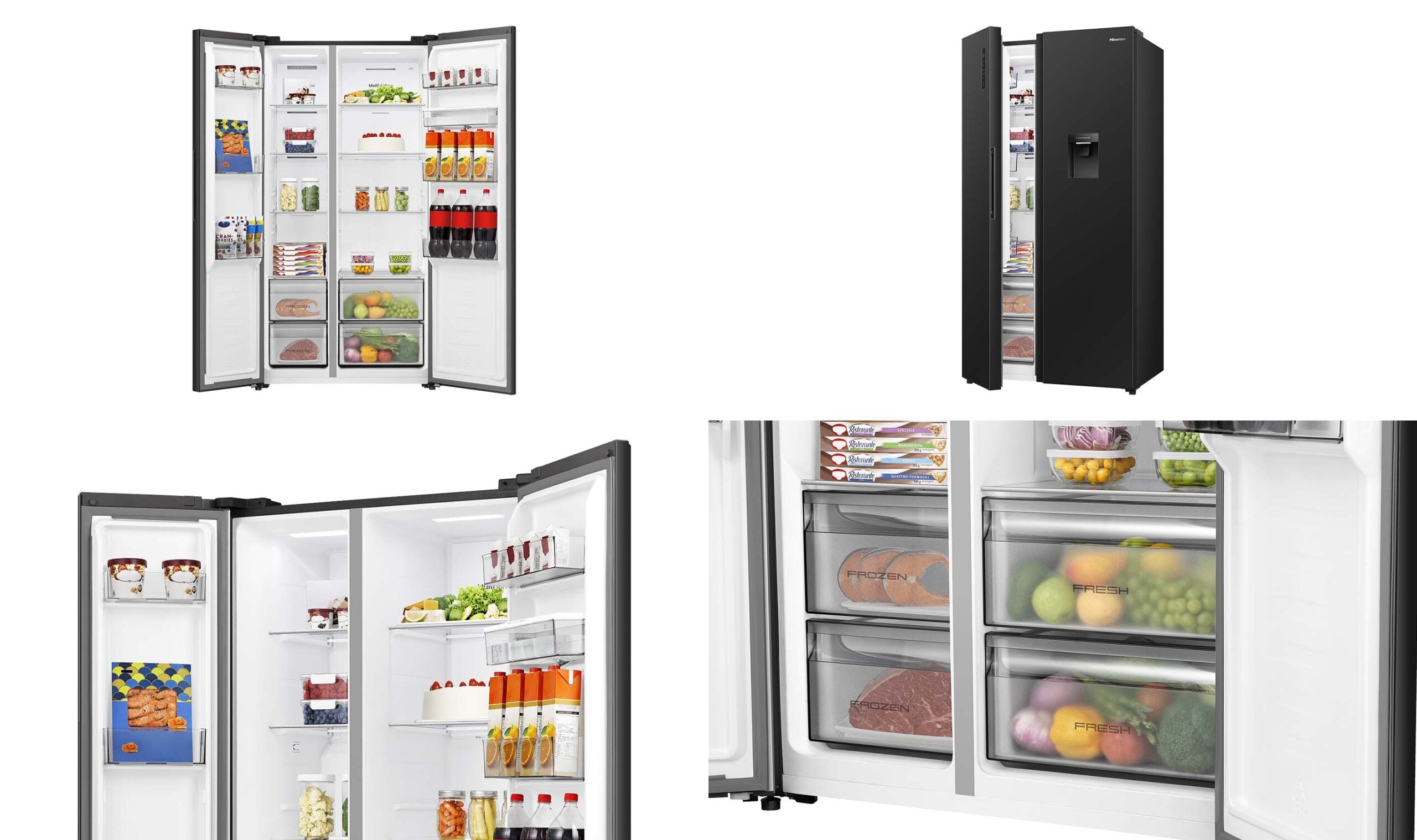 Hisense HRSBS540BW 540L PureFlat Side by Side Refrigerator (Black) HRSBS540BW