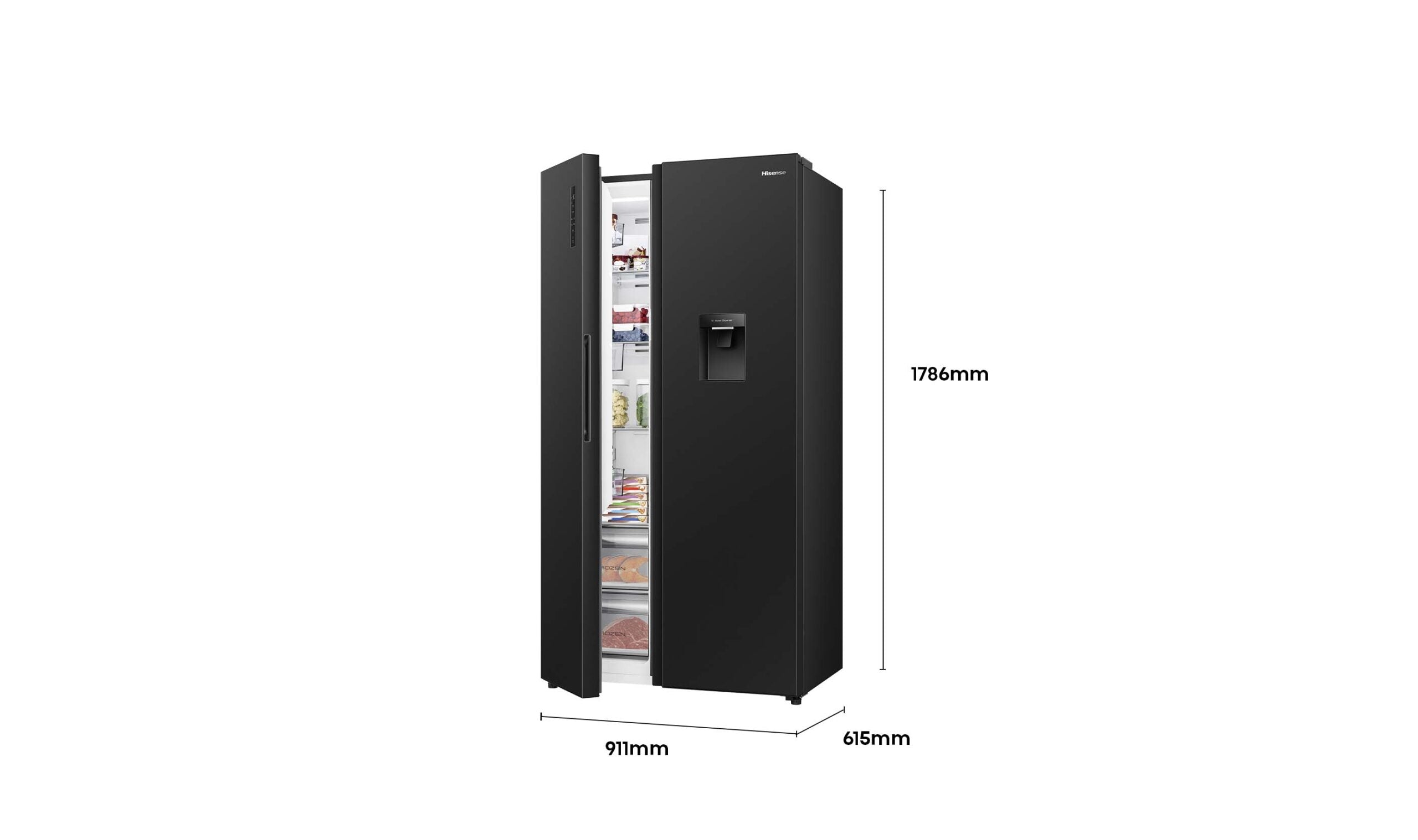 Hisense HRSBS540BW 540L PureFlat Side by Side Refrigerator (Black) HRSBS540BW