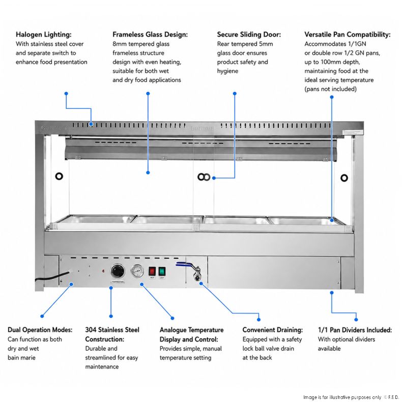 Bonvue Square Countertop Wet and Dry Bain Marie - BM14SC