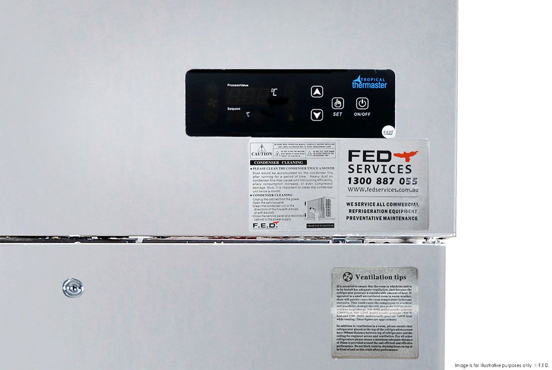 TROPICAL Thermaster 2 x Half door SS Fridge - SUC500