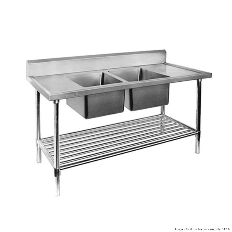 Double Centre Sink Bench with Pot Undershelf DSB7-1200C/A
