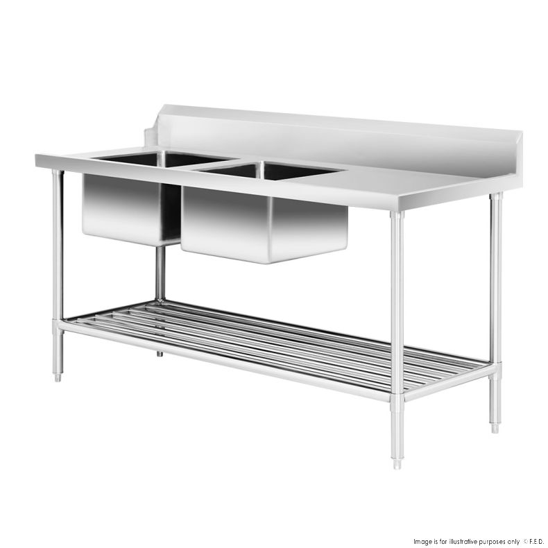 Left Inlet Double Sink Dishwasher Bench DSBD7-1800L/A