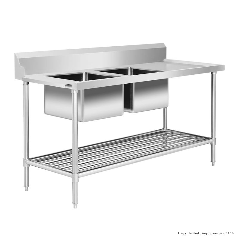 Left Inlet Double Sink Dishwasher Bench DSBD7-1800L/A