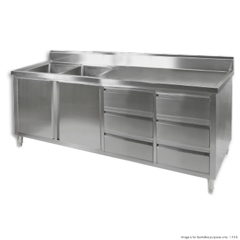 DSC-2100L-H KITCHEN TIDY CABINET WITH DOUBLE LEFT SINKS