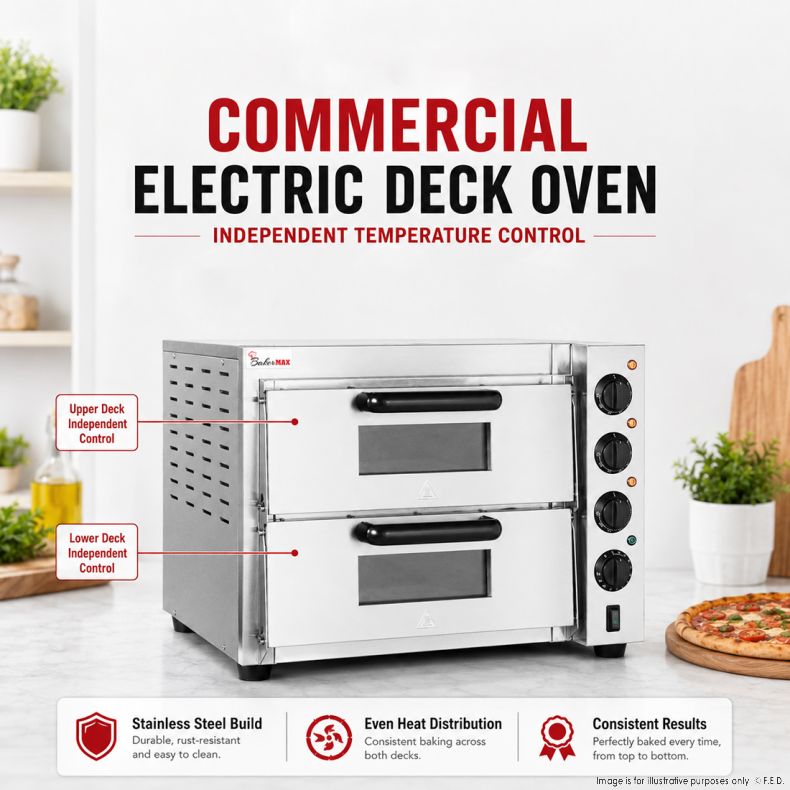 BakerMax Compact Countertop Double Deck Electric Pizza Oven EP-2T/15