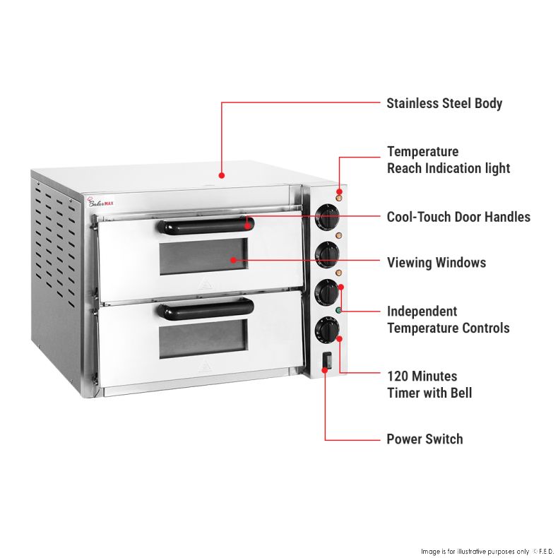 BakerMax Compact Countertop Double Deck Electric Pizza Oven EP-2T/15