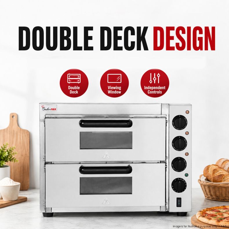 BakerMax Compact Countertop Double Deck Electric Pizza Oven EP-2T/15