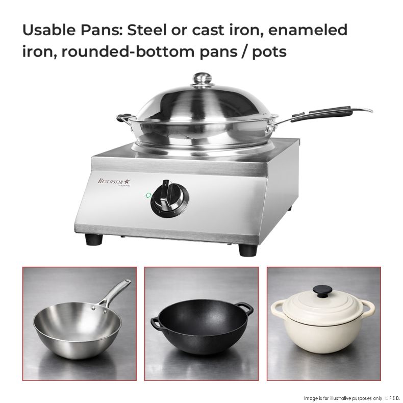 Benchstar Ceramic Induction Wok w/ Stainless Steel Body IW500