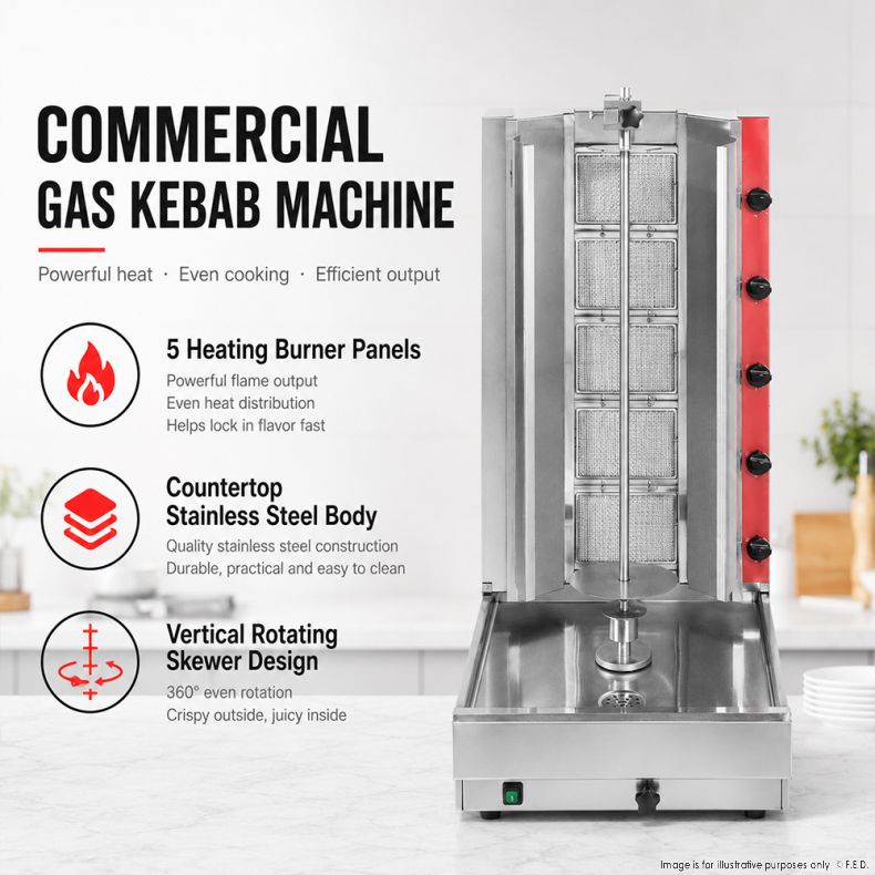Gasmax Semi-automatic 5 Burner LPG Kebab Machine - KB-5LPG