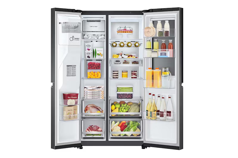 LG 635L Side by Side Fridge with InstaView Door-In-Door (Matte Black) GS-V635MBLC