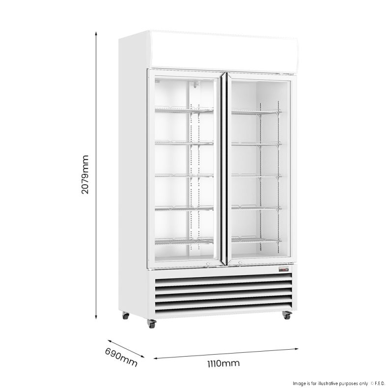 Thermaster Colourbond Upright Beverage Fridge 2 Doors White - LG-1000P