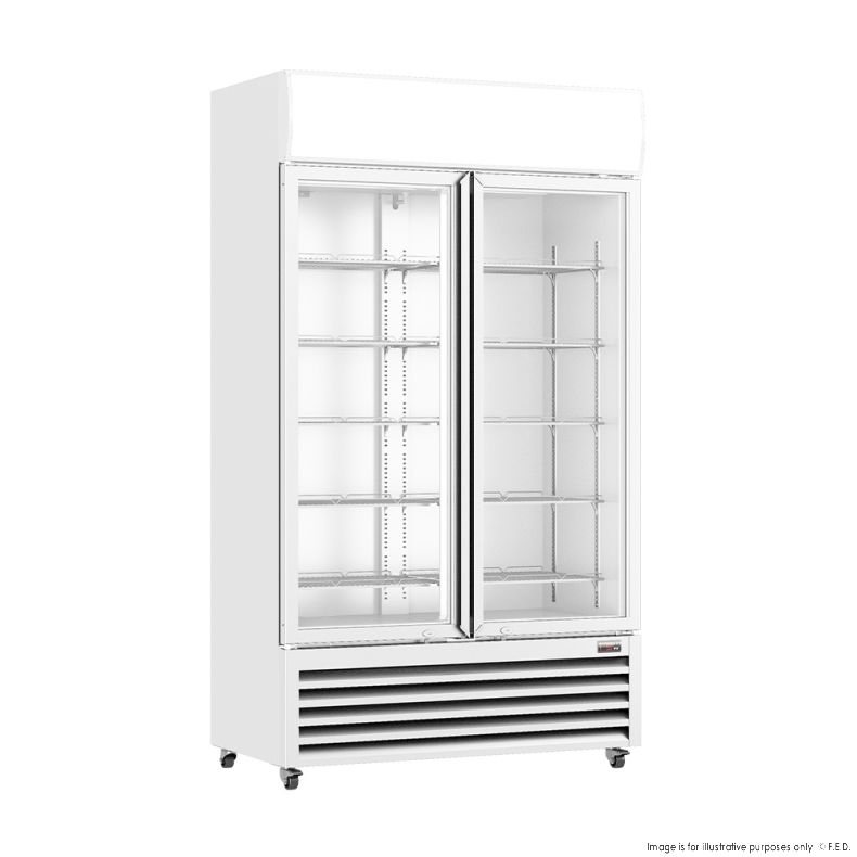 Thermaster Large Two Glass Door Colourbond Upright Drink Fridge - LG-1200P