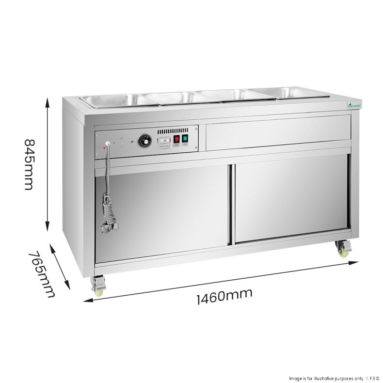 Thermaster Premium Wet and Dry Bain Marie Food Display 4x1/1 GN Pans PG150FE-XB
