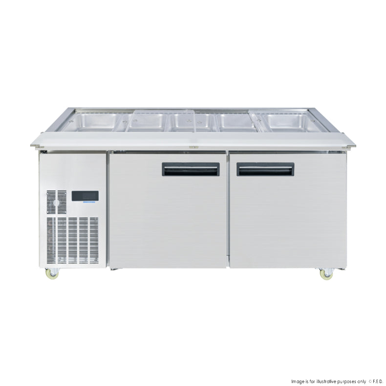 Thermaster Two Door Cold Bench Salad Station 5x1/1 GN Pans - PG180FA-XB