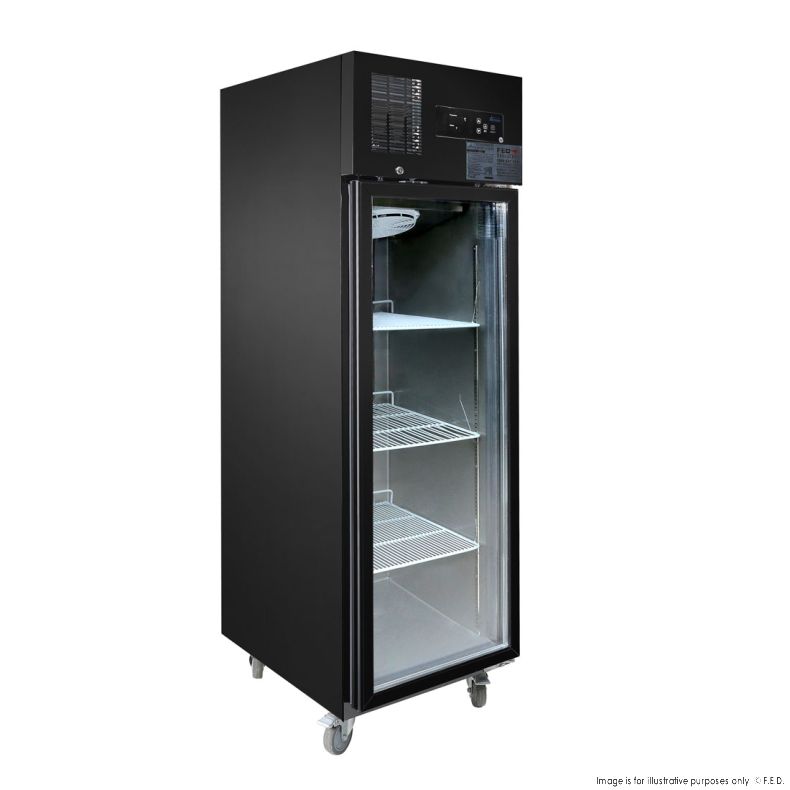 Single Glass Door Upright Fridge Black Stainless Steel - SUCG500B