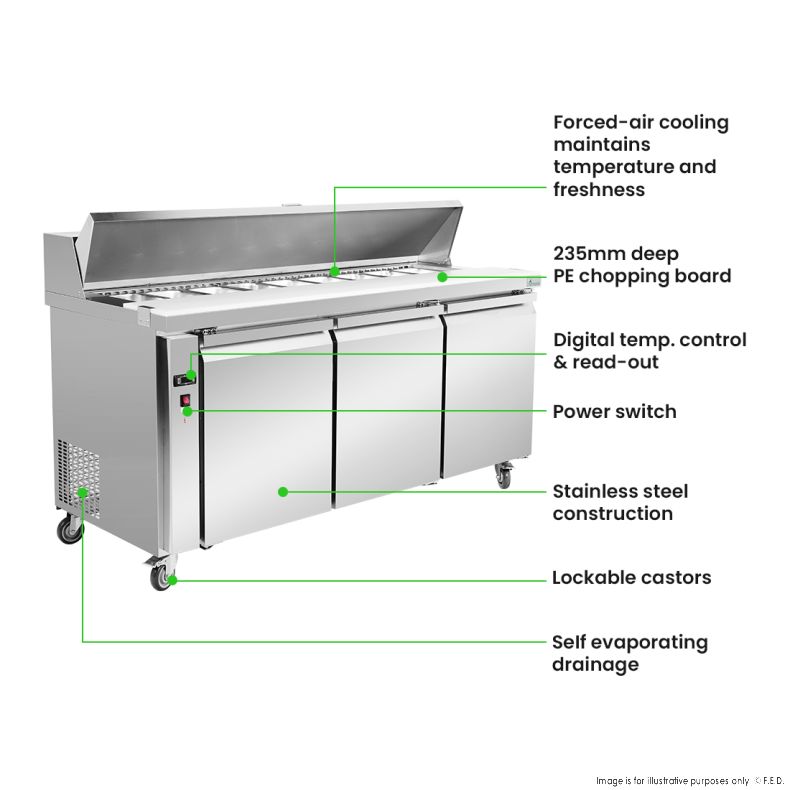 Thermaster three large door Sandwich Bar - SLB180