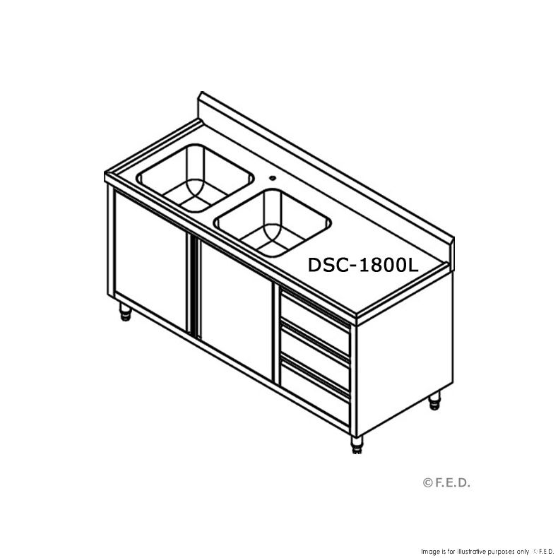 DSC-1800L-H KITCHEN TIDY CABINET WITH DOUBLE LEFT SINKS