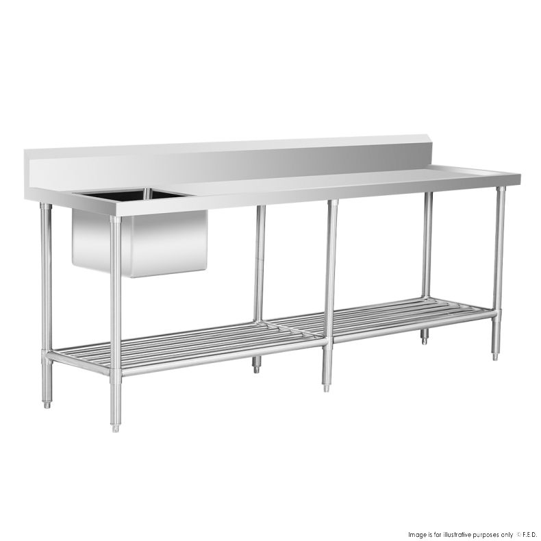 SSB6-2400L/A Single Left Sink Bench with Pot Undershelf