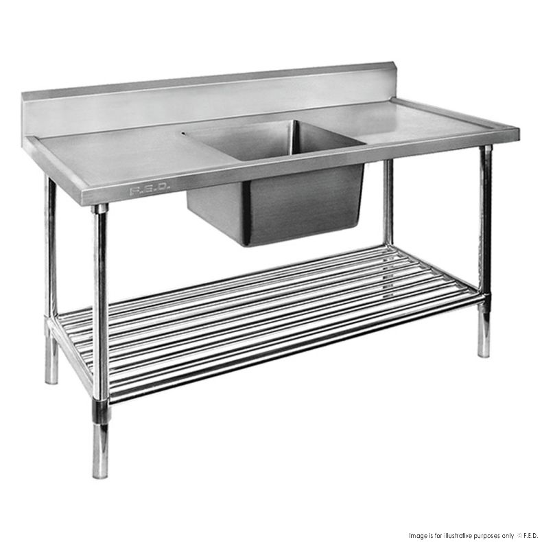 Single Centre Sink Bench with Pot Undershelf SSB7-1800C/A