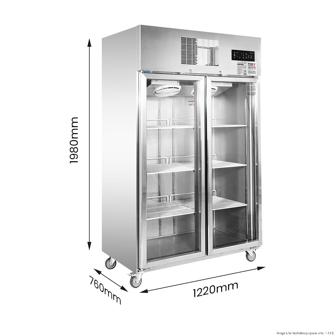 Thermaster Double Door Upright Display Fridge - SUCG1000