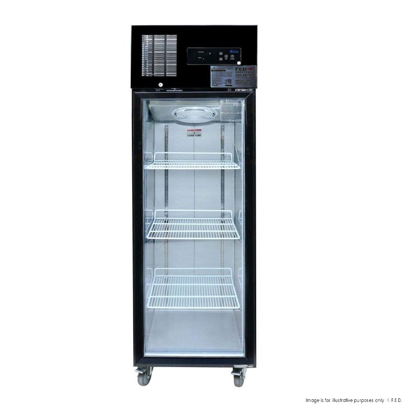 Thermaster Single glass door upright freezer black stainless steel - SUFG500B