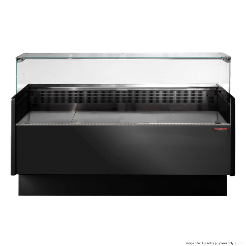 Tecnodom Serie MR80 Black 1520mm Wide Deli Display with Storage and Castors - TDMR-0815B