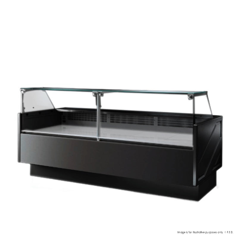 Tecnodom Series MR80 Black Corner Deli Display w/ Storage and Castors TDMR-08I