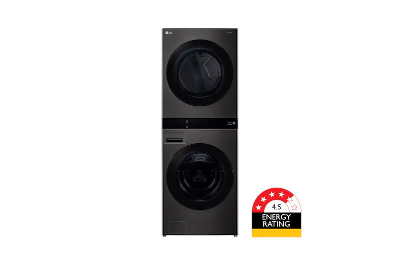 LG 19/10kg AI WashTower Stacked Washer Dryer – Black Steel WWT-1910B