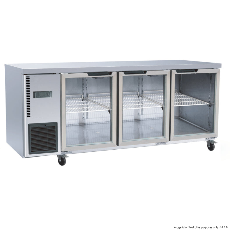 Thermaster Stainless Steel Triple Glass Door Workbench Fridge - TL1800TNG-3D