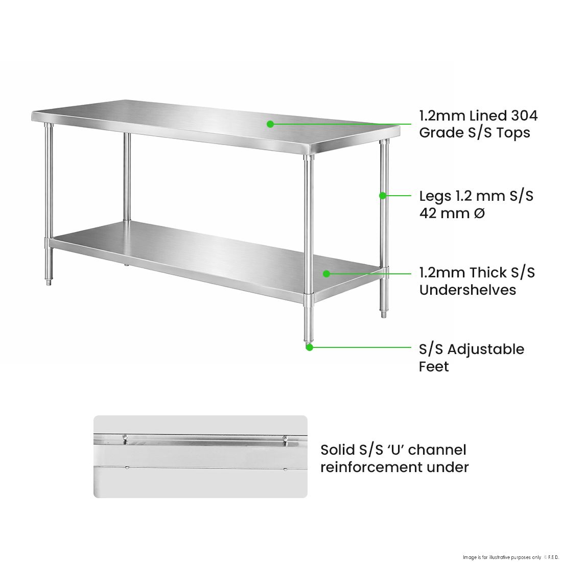 WB7-1800/A Stainless Steel Workbench
