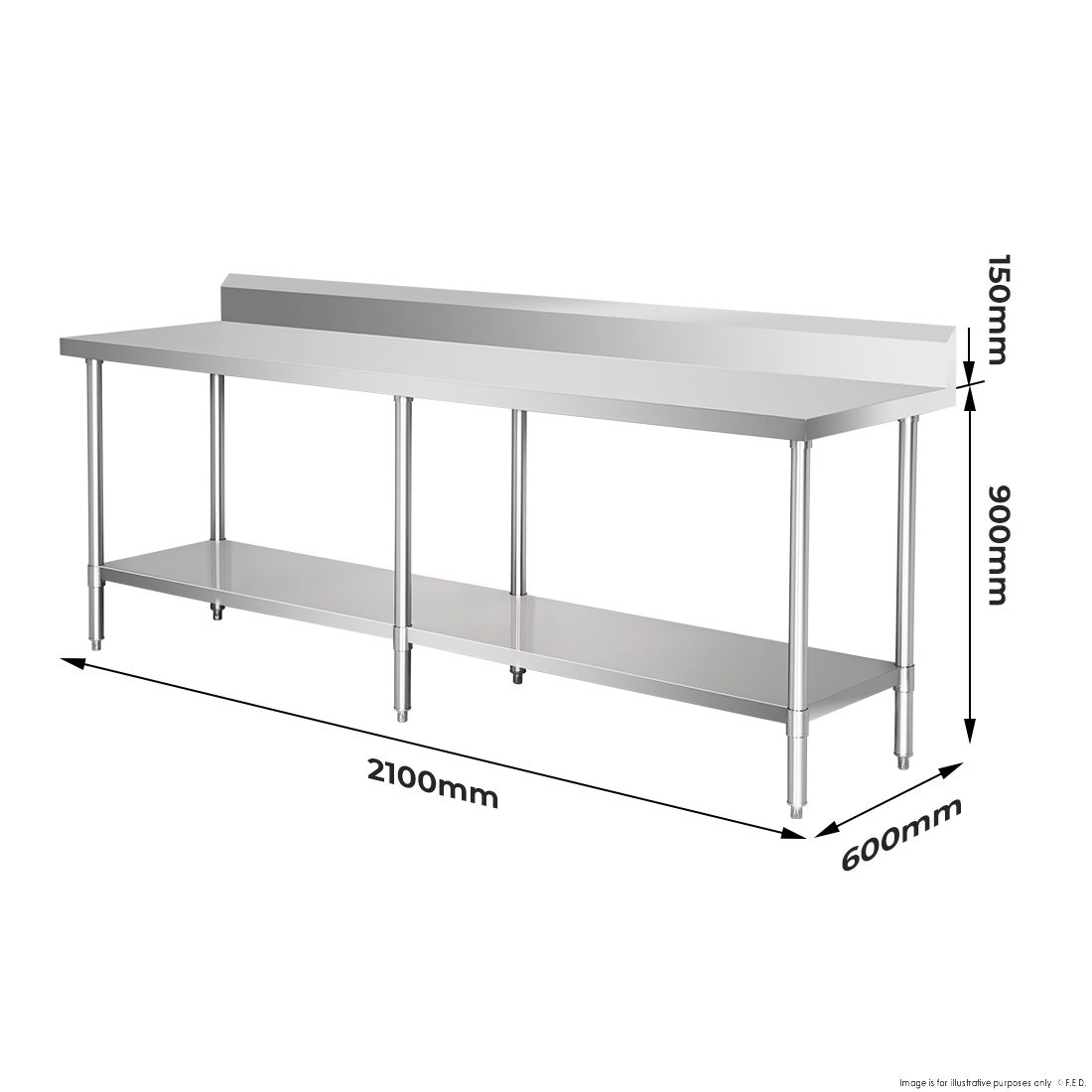 Modular System Workbench with Splashback - WBB6-2100/A