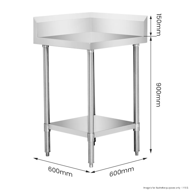 WBCB6-0600/A - Corner Workbench with 150mm Splashback & Undershelf