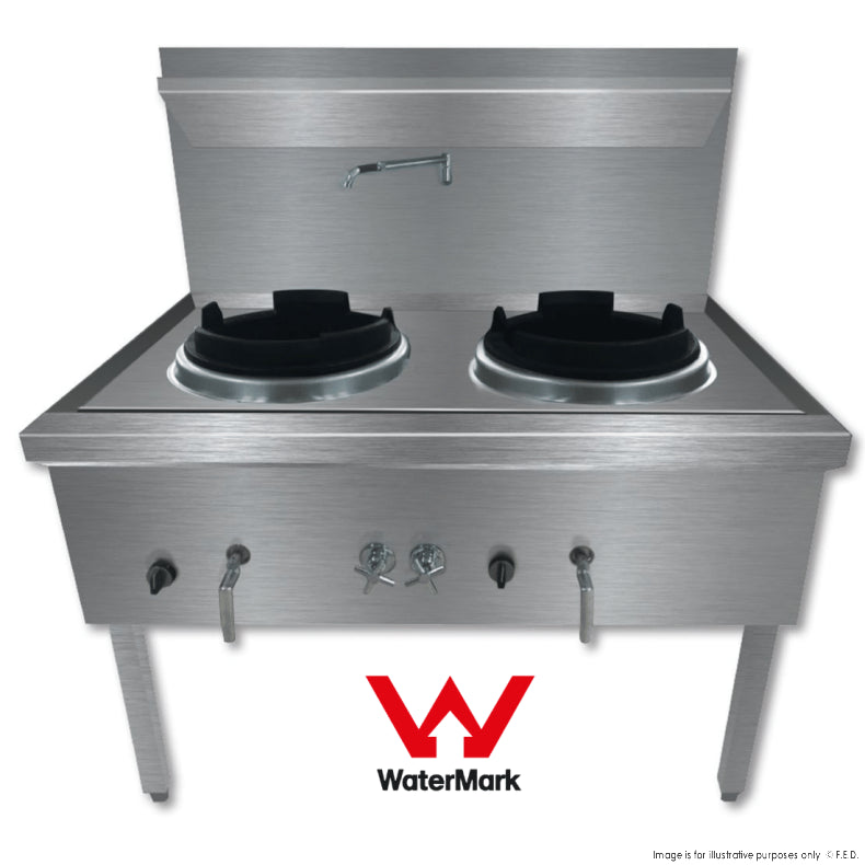 Gasmax Stainless Steel Waterless LPG Double Wok Chimney Burner - WW-2LC