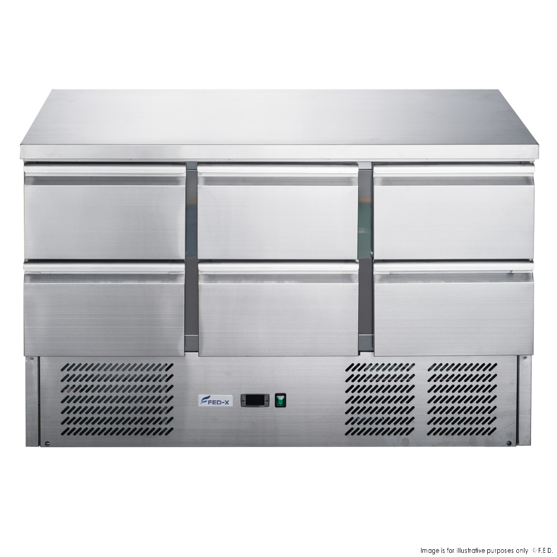 FED-X Six Drawer Compact Workbench Fridge - XGNS1300-6D