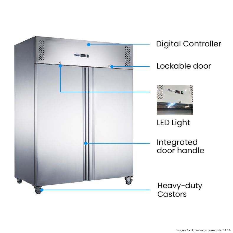 FED-X S/S Two Full Door Upright Freezer - XURF1200SFV