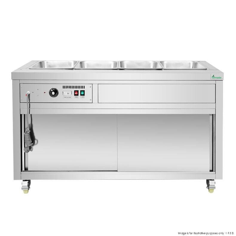 Thermaster Premium Wet and Dry Bain Marie Food Display 4x1/1 GN Pans PG150FE-XB