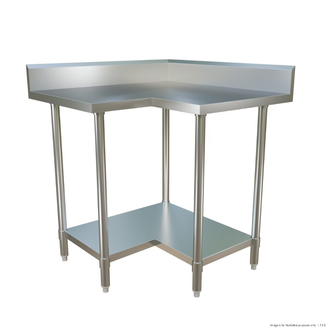 0900-7-WBCB - Economic  Corner Workbench,100mm Splashback & Undershelf 900x900x900mm