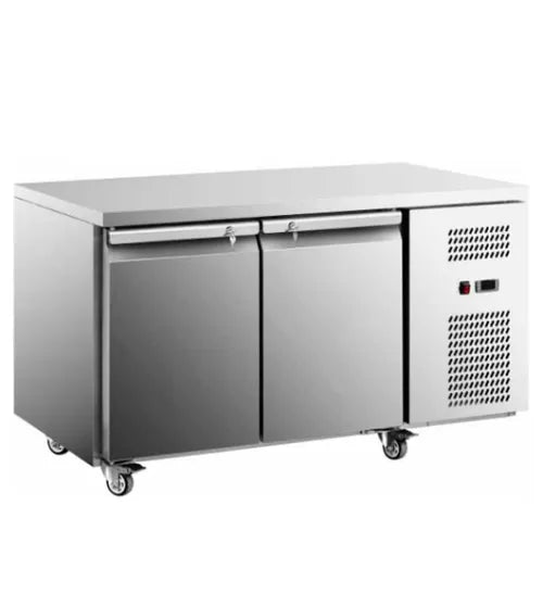 Stainless Steel Double Door Workbench Freezer – Snow Village GNF1360T2 (310L)