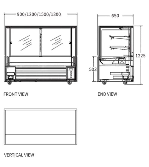 Square Glass Chilled Food Display – Snow Village DG-1200FZ (400L)